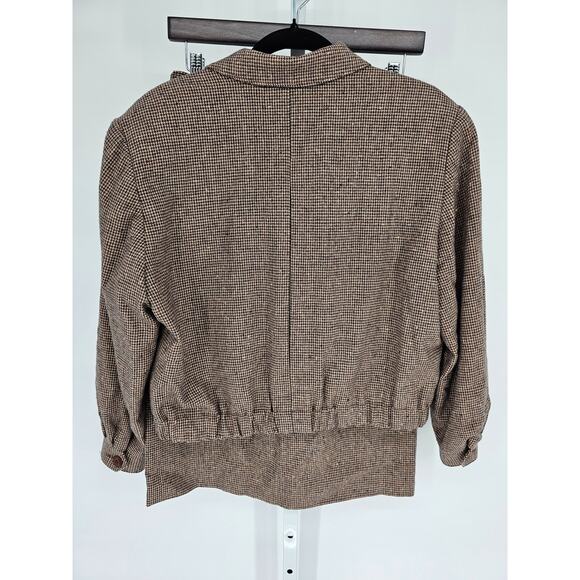 Pendleton Petite Brown Virgin Wool Crow's Foot Three-Button Skirt Suit Size M - Picture 2 of 6